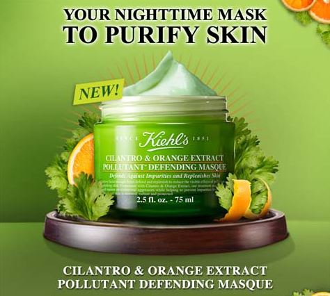 รูปภาพที่1 ของสินค้า : Kiehl's Cilantro & Orange Extract Pollutant Defending Masque 75 ml. มาส์กสูตรใหม่ เนื้อมาสก์ครีมอุดมไปด้วยสารสกัดจากส้มซ่าและผักชีจากยุโรปช่วยฟื้นฟูปราการคุ้มกันผิวหลังจากเผชิญจากมลภาวะ ช่วยปลอบประโลมและคืนความชุ่มชื่นน่าสัมผัสให้กับผ