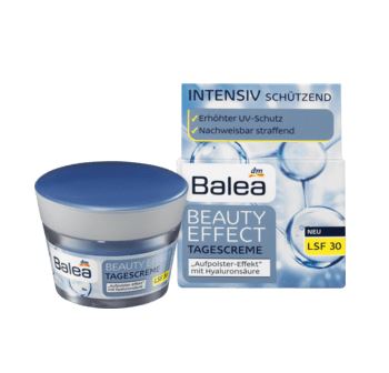 รูปภาพที่1 ของสินค้า : Balea Beauty Effect Intensive Day Cream SPF 30 With Hyaluronic Acid 50ml. ครีมไฮยาลูรอนสดบำรุงผิวหน้าสำหรับกลางวัน พร้อมปกป้องแสงแดด SPF30 ช่วยต่อต้านริ้วรอยอย่างมีประสิทธิภาพ เนื้อครีมบางเบา ซึมซาบเร็วไม่เหนียวเหนอะหนะ นุ่มลื่นเบาสบายผิว