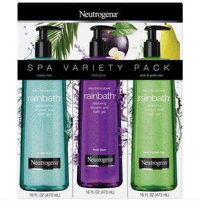 Neutrogena Rainbath Shower and Bath Gel Spa Variety Pack (473 ml.*3) เซ็ทเจลอาบน้ำนูโทรจีน่า เรนบาร์ธ 3 กลิ่นยอดนิยม ทำความสะอาดผิวกายจากสารสกัดจากธรรมชาติ ให้ความสะอาดสดชื่น พร้อมกลิ่นหอมผ่อนคลาย เหมือนอยู่ในสปา