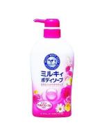 Cow Brand Milky Body Soap กลิ่น Mild Flower Scent 580ml.  (ขวดหัวปั๊ม) ครีมอาบน้ำจากน้ำนมวัว บำรุงผิวเนียนนุ่ม จากญี่ปุ่น ที่มีส่วนผสมจากน้ำนมข้มข้น กลิ่นดอกไม้หอม ทำให้ผิวคุณเนียนนุ่ม กลิ่นหอมติดตัวยาวนานตลอดวัน Cow Brand Milky Body Soap กลิ่น Mild Flower Scent 580ml.  (ขวดหัวปั๊ม) ครีมอาบน้ำจากน้ำนมวัว บำรุงผิวเนียนนุ่ม จากญี่ปุ่น ที่มีส่วนผสมจากน้ำนมข้มข้น กลิ่นดอกไม้หอม ทำให้ผิวคุณเนียนนุ่ม กลิ่นหอมติดตัวยาวนานตลอดวัน