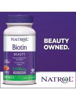Natrol Biotin 5000 mcg. 250 Fast Dissolve Tablets ไบโอตินเข้มข้น 5000 ไมโครกรัม ชนิดอมละลาย รสสตอเบอร์รี่ ทานง่าย ละลายเร็ว วิตามินและแร่ธาตุรวม สูตรสำหรับบำรุงเส้นผม ช่วยให้มีสุขภาพผิวที่ดี และเล็บแข็งแรง แนะนำเป็นพิเศษสำหรับท่านที่เส้นผมหลุด