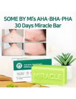 *พร้อมส่ง*SOME BY MI AHA-BHA-PHA 30 Days Miracle Cleansing Bar95 g. สบู่รักษาสิว ใช้ได้ทั้งผิวหน้า และผิวกาย สำหรับผู้ที่มีปัญหาสิว ผิวมัน รูขุมขนกว้าง โดยเฉพาะ ช่วยปรับสภาพผิวให้ดูเรียบเนียน รูขุมขนดูกระชับขึ้น พร้อมทำความสะอาดผิวหน้ารวมถึงเครื่องสำอางได