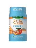 Nature's Truth Vitamin D3 + K2 Calcium Gummies Natural Peach Mango 50 Vegetarian กัมมี่วิตามินดี3 และเค2 รสพีช+มะม่วง รสชาติอร่อย ทานง่าย ช่วยกระตุ้นการสร้างใหม่ของกระดูก เพิ่มการทำงานของเอนไซน์ ลดการสะสมของแคลเซียมที่ผนังหลอดเลือด