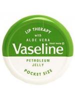 Vaseline Lip Therapy Petroleum Jelly Pocket Size With Aloe Vera -Petroleum Jelly-Green Pocket Size  สูตรว่านหางจระ เข้ ช่วยปกป้องริมฝีปากให้ชุ่มชื่นยาวนาน ลิปบาล์มปกป้องดูแลริมฝีปากของคุณให้ดูอวบอิ่มน่าสัมผัสมี 5 กลิ่นให้เลือก